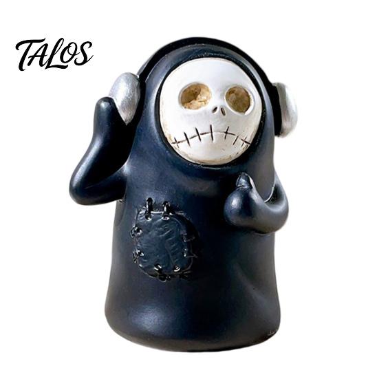 Gothic Style Birthday Gifts Halloween Ghost Figurine, Spooky Black Robe Statue, Cute Home Decor for Living Room Skull Resin Ornament Tabletop