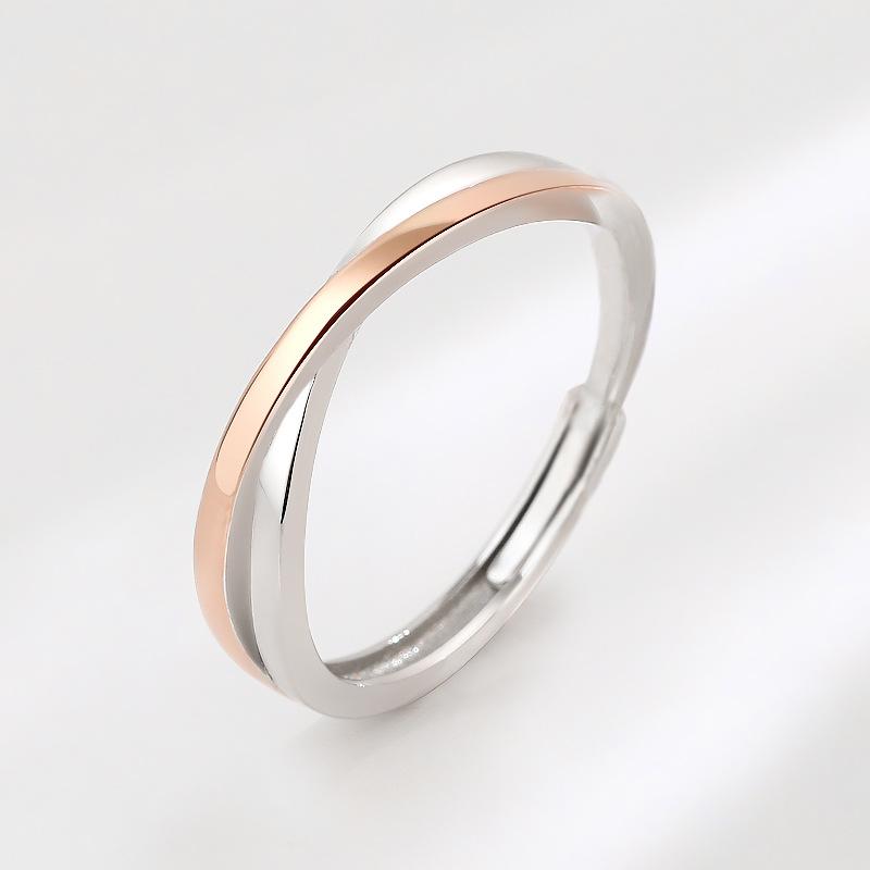 Trumium 925 Sterling Silver Bohemian Vintage X Cross Rose Gold Rings for Women Men Wedding Jewelry Mobius Couple Rings Anillos