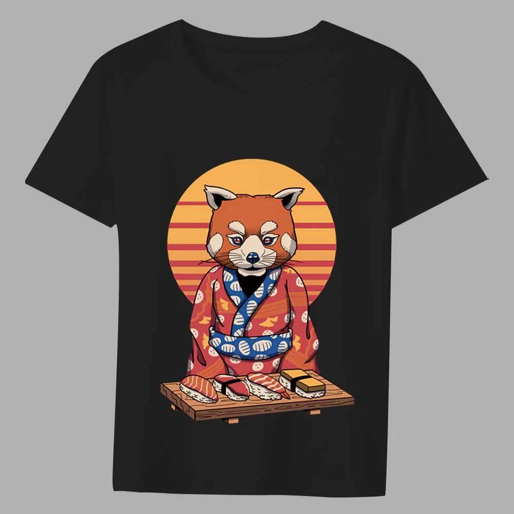 Men's T-shirt Basic Print Short Sleeve Anime Top Japanese Genki Cat Series Casual O-neck Youth Men's Commuter Comfortable Shirt