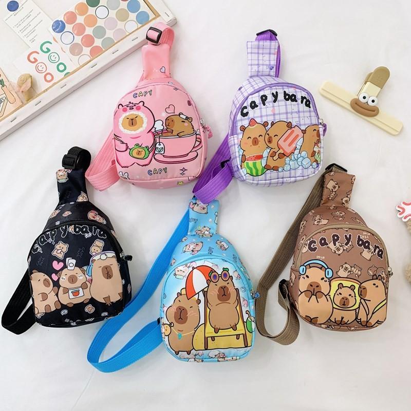 Printed Capybara Shoulder Crossbody Chest Bag Children Cartoon Leisure Outdoor