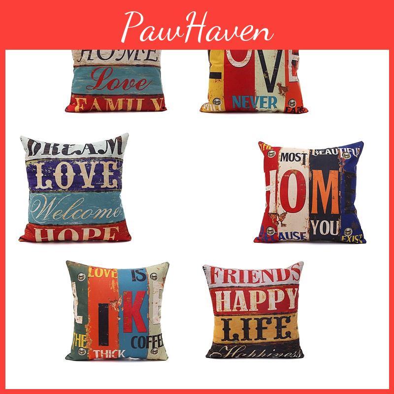 Premium Housse De Coussin Carr Coton Imprim Lettres Rtro Mlang For Timeless Elegance