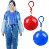 Compact Keychain Rain Poncho Ball Disposable Waterproof Cloak for Adults Mini Hook Design