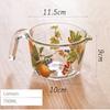 Retro Flower Measuring Cup with Lid Glass Milk Juice Cup with Scale Measuring Jars Household Kitchen Gadgets Baking Cooking Tool