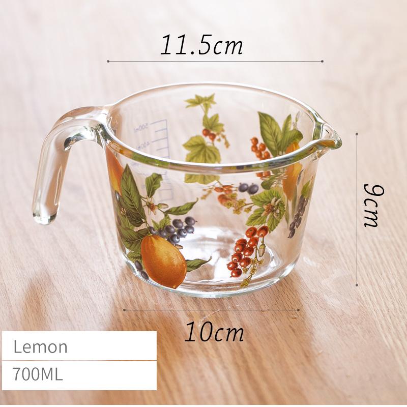 Retro Flower Measuring Cup with Lid Glass Milk Juice Cup with Scale Measuring Jars Household Kitchen Gadgets Baking Cooking Tool