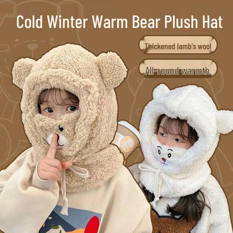 Newcomer Exclusive: Women's Hooded Bear Hat with Scarf and Gloves - Cute Autumn/Winter Neck Warmer