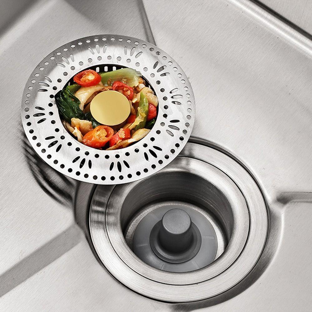 Pop-Up Sink Leak Stopper Stainless Steel Bounce Core Drainer Practical Food Catcher Strainer
