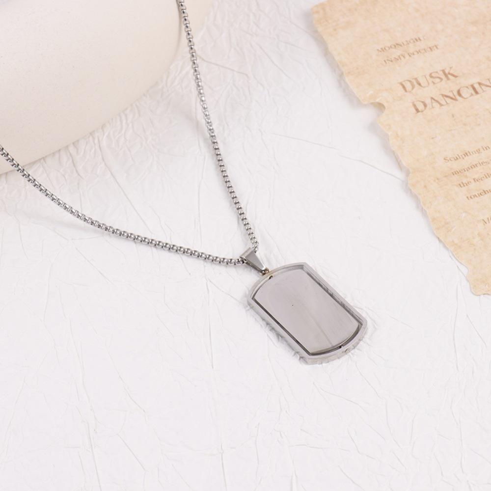 Men's Trendy Rotatable Tag Pendant Necklace in Stainless Steel