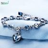 Silver Bracelets with Crystal Romantic Love Bracelet Blue Zircon Heart Shape Sweet Style Valentine's Day Gift Jewelry for Women