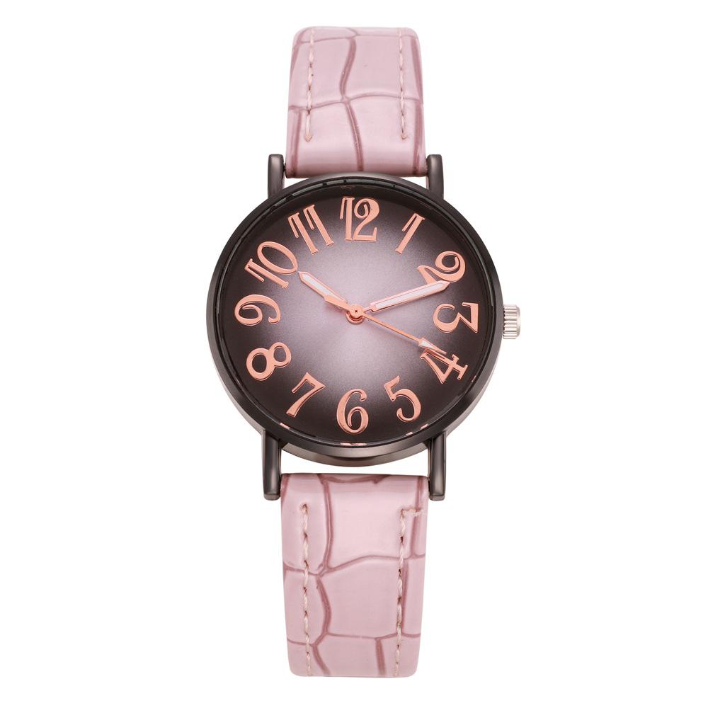 Crocodile Pattern Shockproof Leather Strap Women's Quartz Wristwatch: Versatile Fashion Accessory for Students