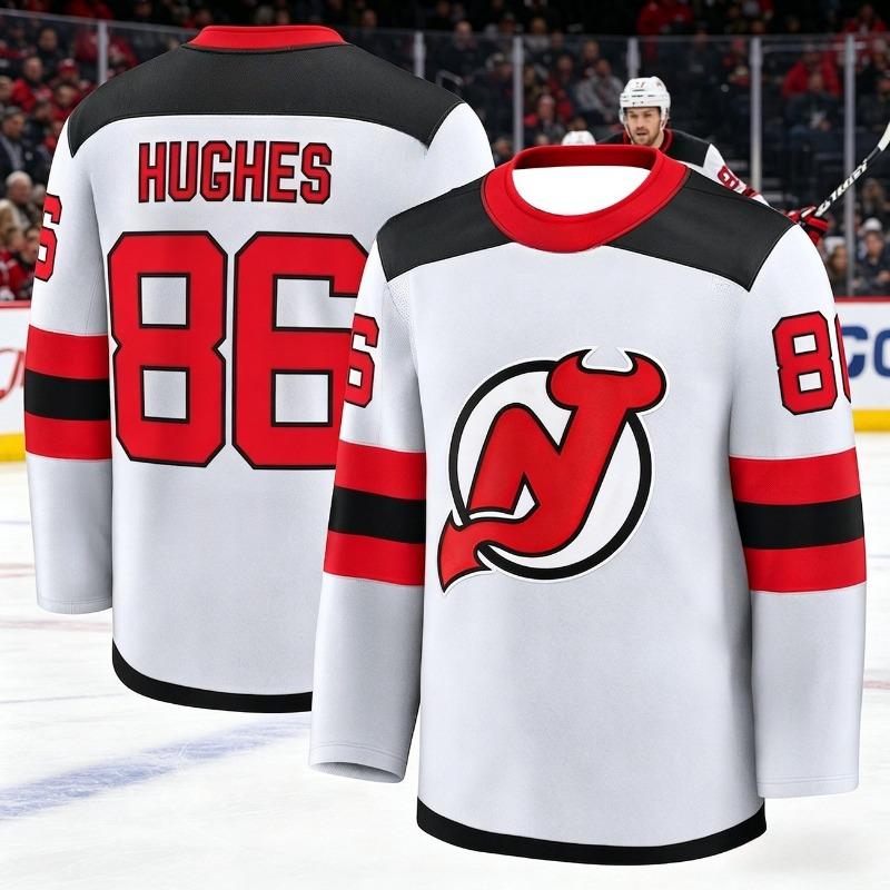 2026 New Jersey Pánský Nový Tréninkový Oblek na Lední Hokej 3D Tištěný Tým Ďáblů Bílý Sportovní Dlouhý Rukáv Rodina
