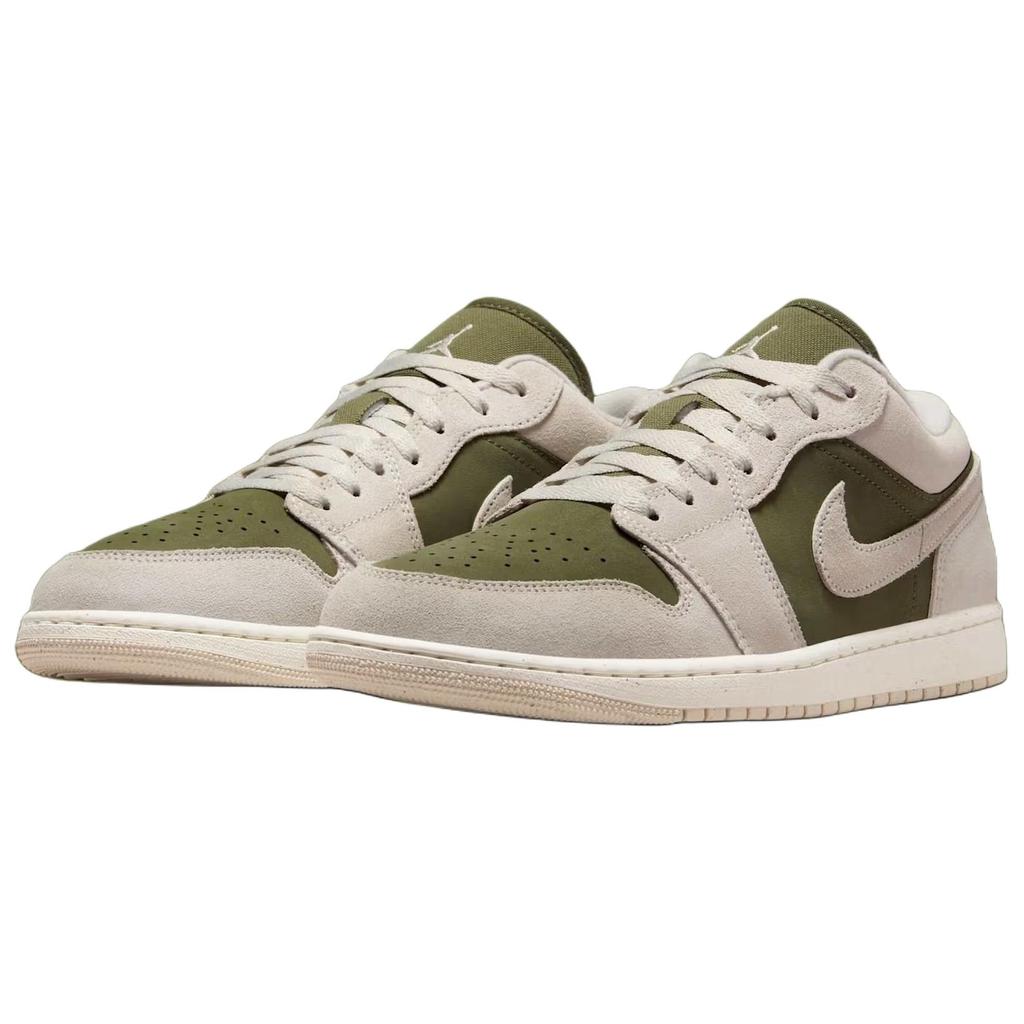 Jordan Air Jordan 1 Abrasion Resistant Low top Vintage Basketball Shoes Unisex White Green Jordan HV4089-201