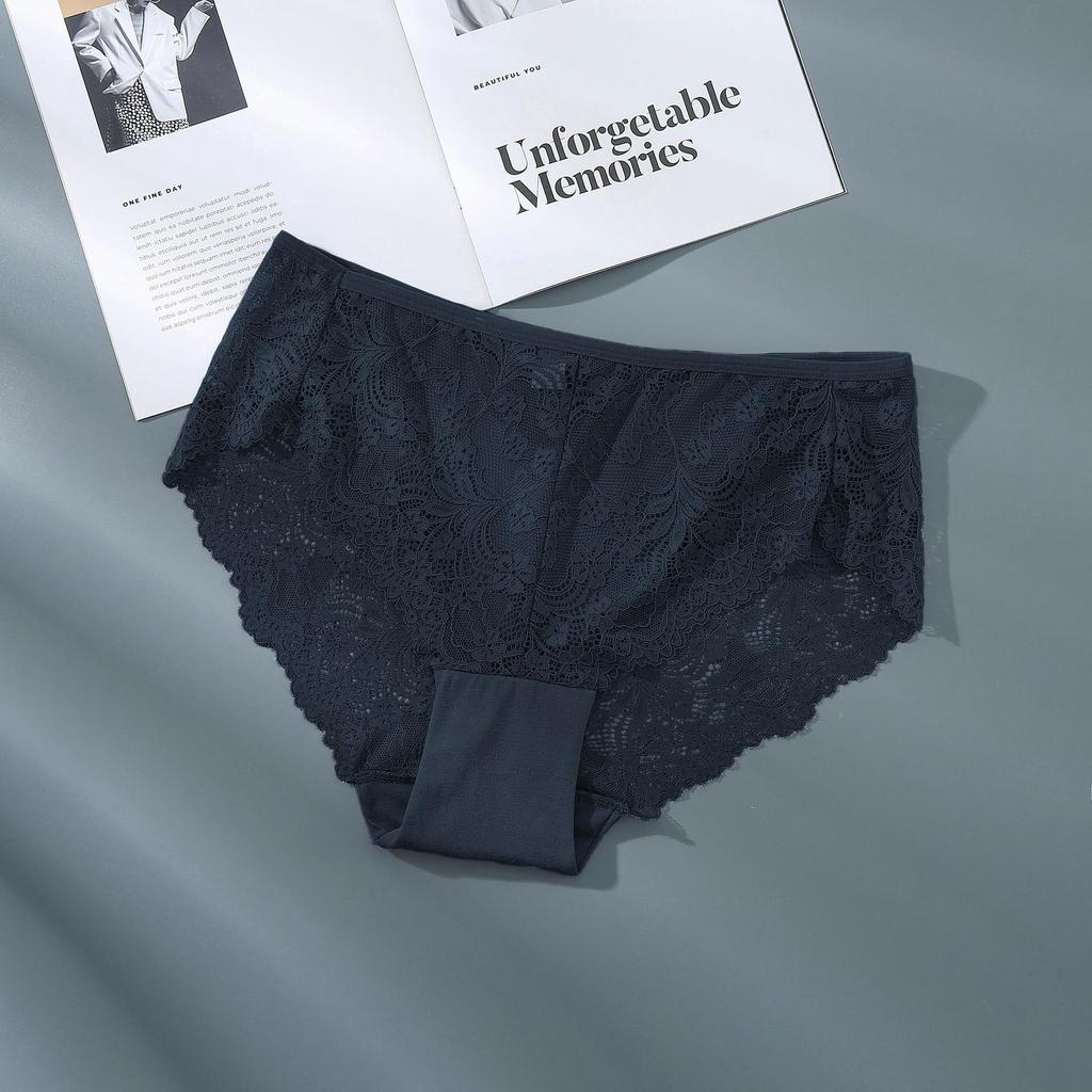 Tamanho grande triângulo para mulheres renda gelo seda sem costura roupa íntima algodão puro médio alcance, calcinha cintura média