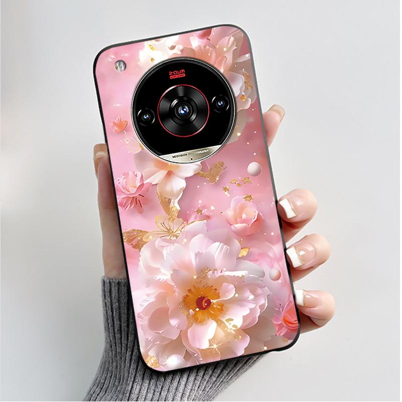 Printed Phone Case For ZTE Nubia Focus 2 Ultra 5G Funda Capa Soft Silicone Black Shell Cover Cute Flower Cartoon Casing Coque
