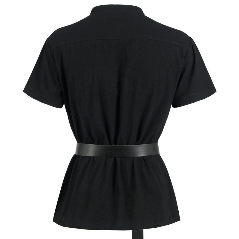 High-Quality Fashionable Men's Bandage Short-Sleeved Medieval Renaissance Shirt Gothic Men's Warrior Shirt for Men