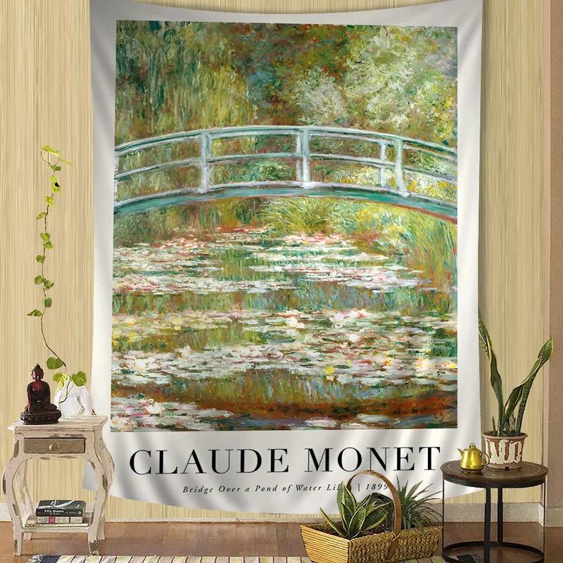 Impressionist Artist Claude Monet Chart Tapestry Bohemian Wall Hanging Mandala Wall Art Decoration 100X70CM