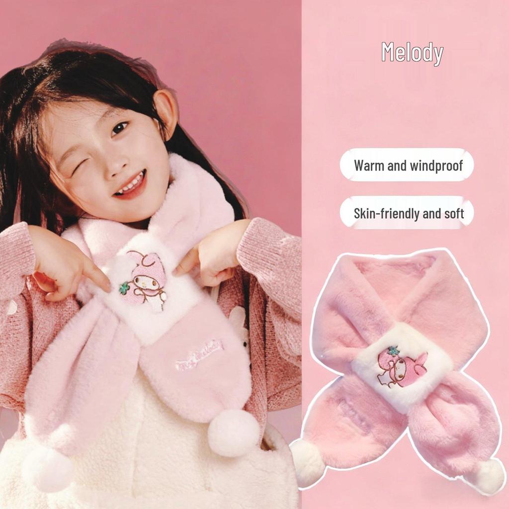 Pluszowy szalik Melody Kids: Ciepły, pogrubiony komin dla dziewczynek - Wiatroszczelny i chroniący przed zimnem na jesień/zimę.