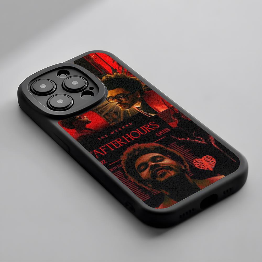 Fashion Cool Weeknd Poster Singer Phone Case For iPhone 16 15 14 13 12 11 Plus Pro Max Lambskin Silicone Cover Black