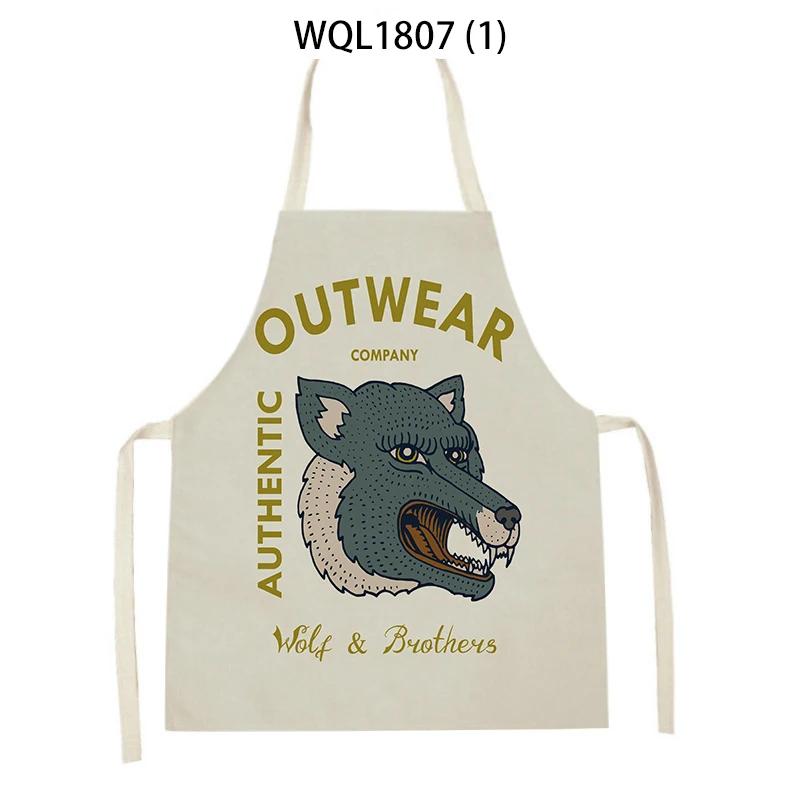 Animal Print Kitchen Apron Dinner Party Cooking Baking Apron Adult Child Baking Accessories Tiger Wolf Pattern Apron Waist Bib