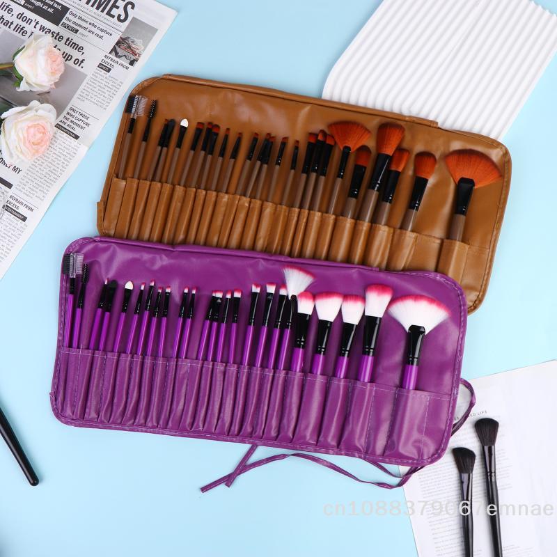 24pcs Professional Makeup Brush Set Cosmetics Brushes for Eyebrow Powder Foundation Eyeshadow Travel Pinceaux with Storage Bag