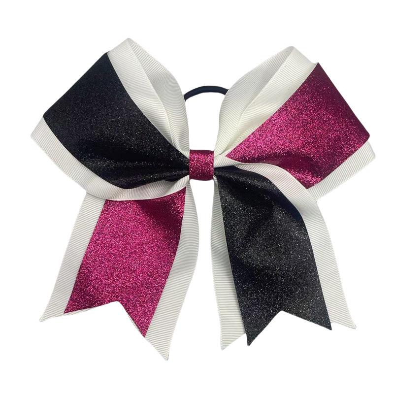 Glitter Cheerleading Bow Hair Tie with Double-Layer Elastic