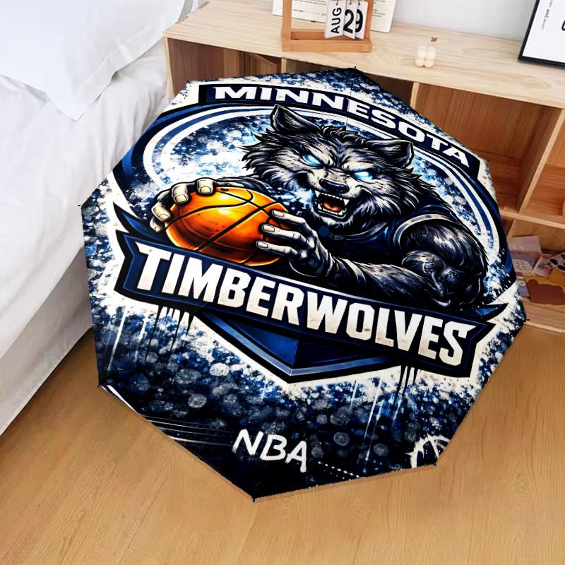 Timberwolves Logo Umbrella Folding Umbrella, Automatic Umbrella 8-Frame for Travel, Camping Use Gift for Halloween Christmas