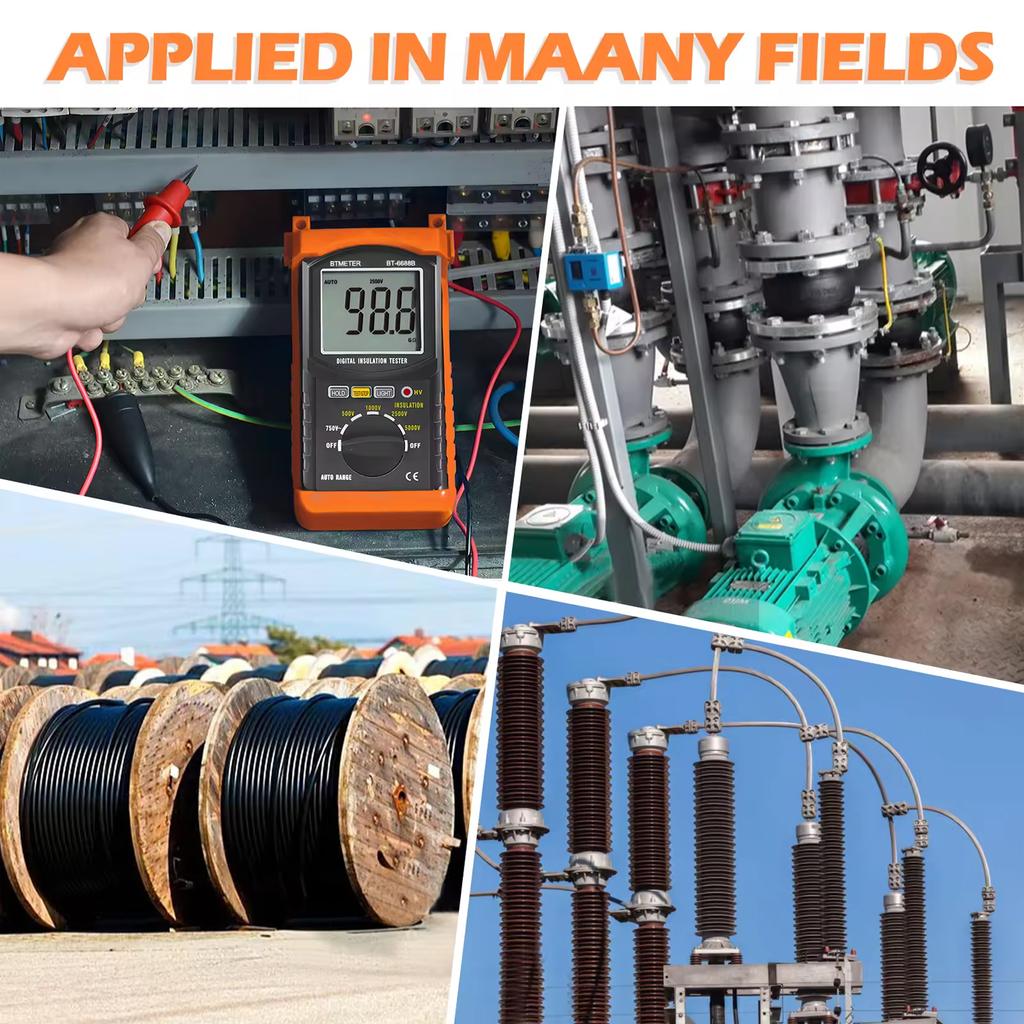  Portable Digital Insulation Resistance Tester, Voltage Range Up To 5000V, BT-6688B Digital Dielectric Megohmmeter Tool