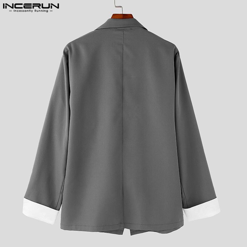 INCERUN Bărbați, cu rever, cu mânecă lungă, cu cusături în față deschise, blazer largi