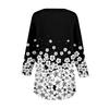 3/4-lengde ermer Dameoverdeler Sommer T-skjorter Blomstertrykk V-hals Casual Basic T-skjorter med knapper Tunikaoverdeler