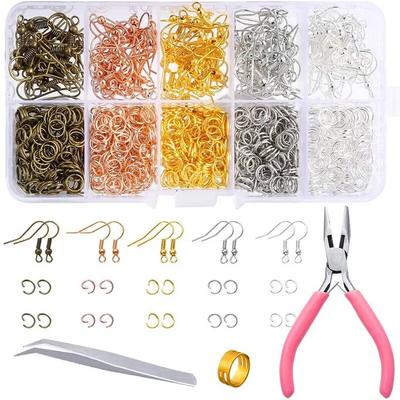 1200 Stück Ohrring-Herstellungs-Set mit 200 Stück Ohrring-Haken, 1000 Stück Biegeringen und Schmuckzangen für Schmuckherstellung Zubehör Ohrring