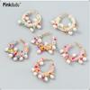 Pinkddudu Elegant BOHO Colorful Round Zinc Alloy Earrings Sweet Fashion Trendy Hoop Earrings Women Jewelry Gift PD2259
