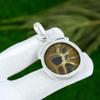 Sterling Silver Natural Moroccan Mud Crack Fossil Elegant Bezel Pendant Jewelry