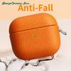 Genuine Leather For AirPods Pro 3 Case AirPods Pro 2 Airpods 4 Airpods 3 cover Lychee Pattern Cowhide With Buckle