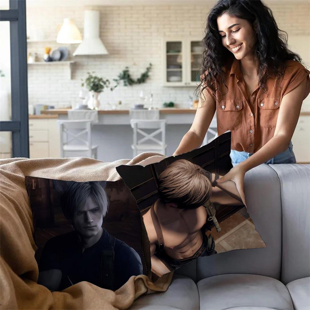 Pillow Covers Cartoon Leon Kennedy Sofa Decorative Home Double-Sided Printing Short Plush Cute Cushion Cover