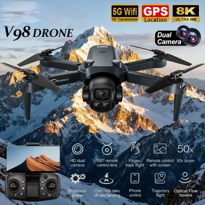 New V98 Drone 8K Aerial HD Profesional Dual-camera Helicopter Optical Flow GPS Positioning Avoidance Bushless Motor Drone