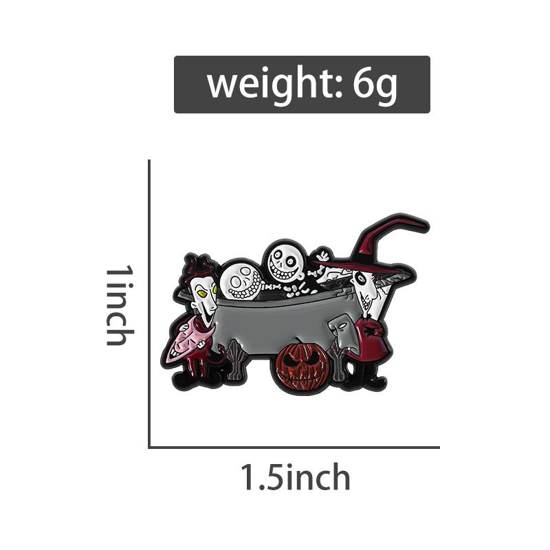 Christmas Horror Enamel Pins Custom Skeleton In The Bathtub Brooches Lapel Badges Clothes Punk Gothic Jewelry Gift for Friends