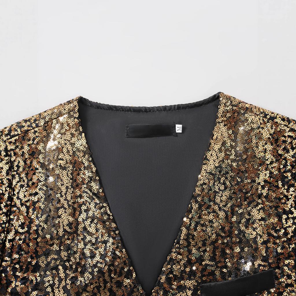 Gradually Change Color Sequins Men'S Suit Vest Bartender Gig Vest