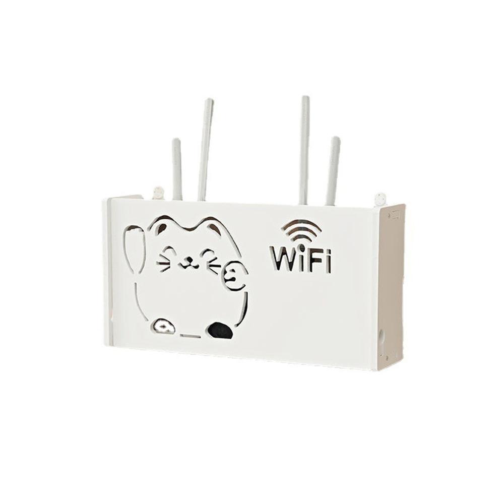 Wifi Router Storage Box Outlet Set Top Case Wall Mount Board Cover Hide Cable Switch Shelf Home Office Holder Hanging Organizers