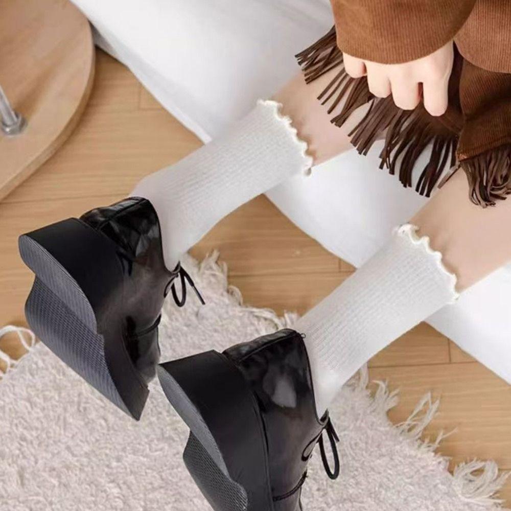 Solid Color Medium Tube Sock Comfortable Stack Socks Kawaii Lolita Ankle Short