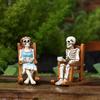 Halloween Decorations Resin Skeleton Couple Statues Halloween Decor Spooky Sculpture Desktop Centerpiece for Holiday Festival
