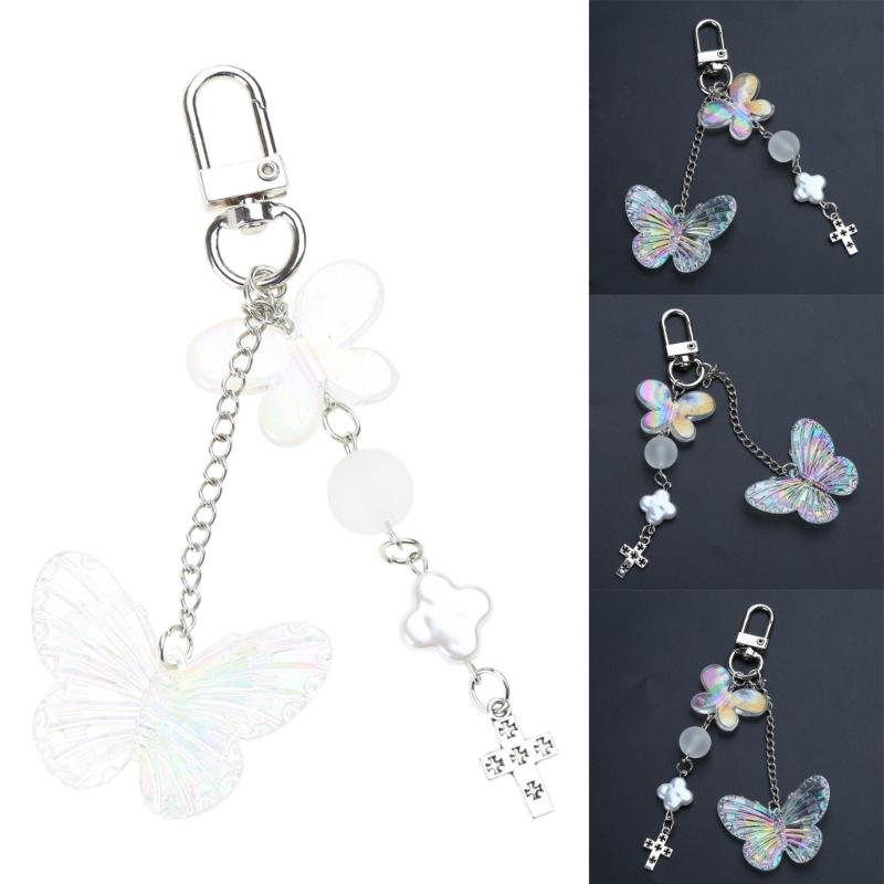 Fashion Heart Bowknot Keychain Pendant Sweet Cute Hanging Decorations Car Keyring Charm for Purse Bag Backpack Handbag