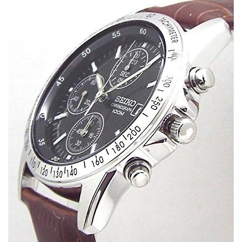 Seiko Chronograph Watch with Genuine Leather Strap Set, Black/Deep Brown, Japanese Standard Model SND367P1-DB [Parallel Import]