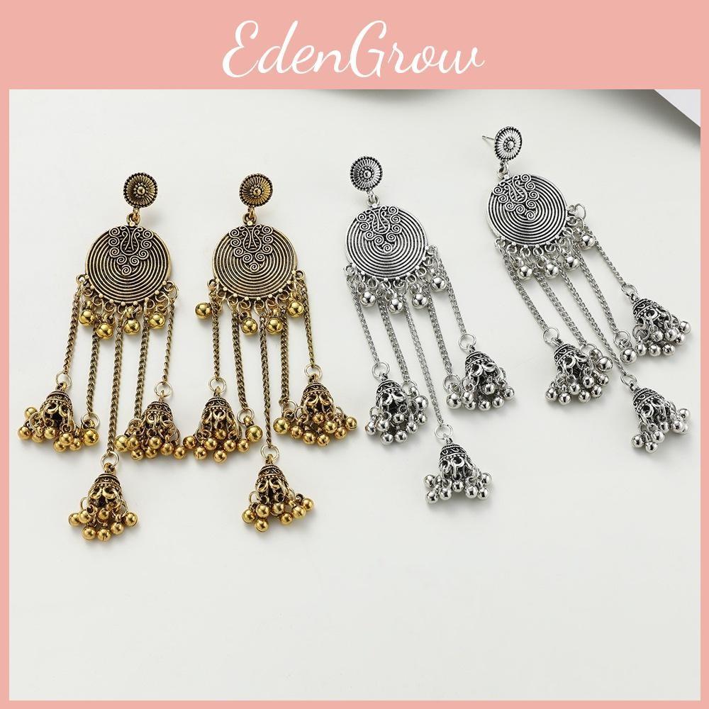 Long Ethnic Bohemian Dangle Earrings With Alloy Floral Design For Women