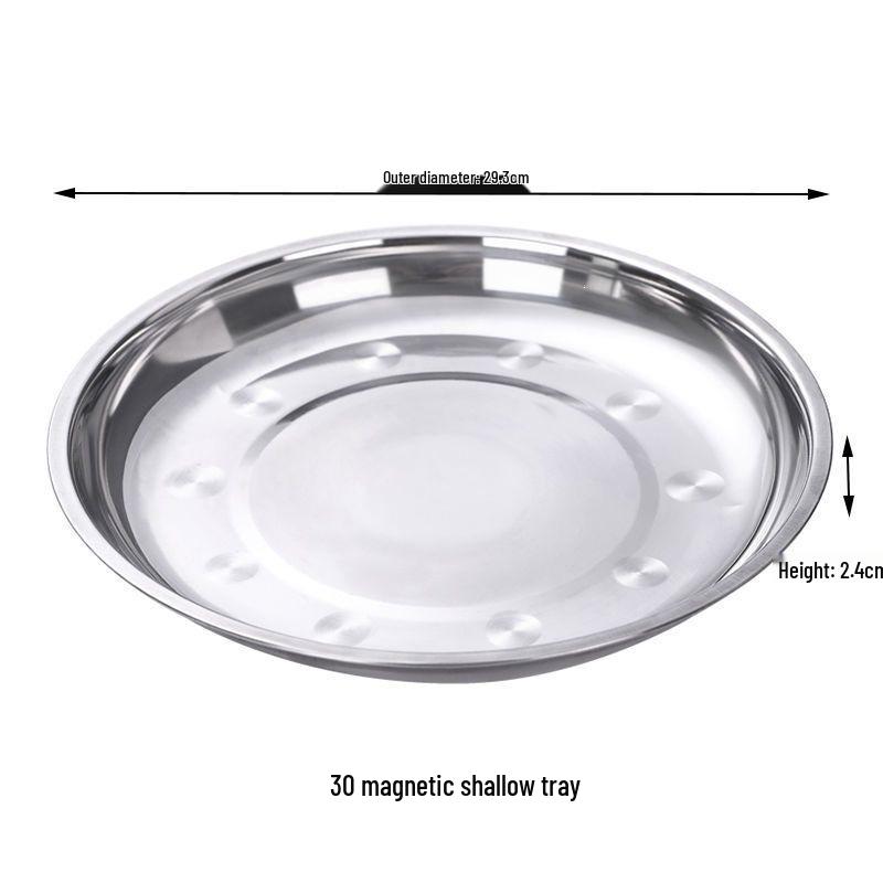 Stainless Steel Round Dinner Plate Tray - Versatile for Tableware, BBQ, Deep & Flat Dishes