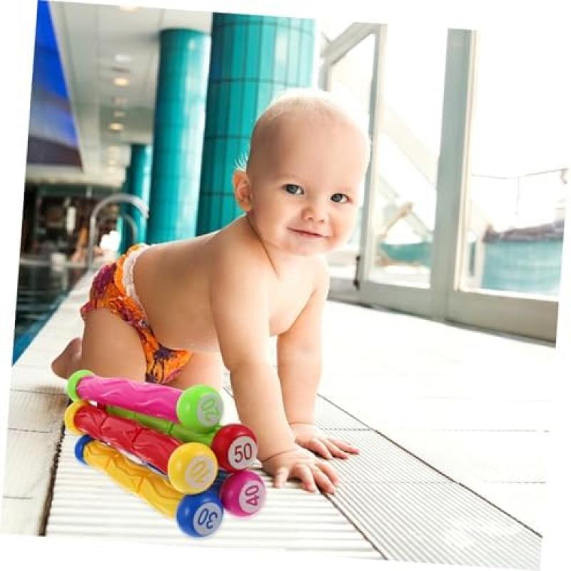 BESTonZON 5-Piece Colorful Dive Rings Set, Durable Plastic Pool Diving Toys, Safe & Skin-Friendly, Promotes Swimming Fun & Diving Skills