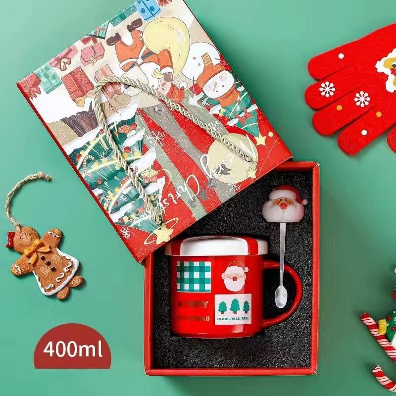 Christmas Gift Ceramic Coffee Cup Porcelain Tree Elk Snowman Couple Cup Home Breakfast Dessert Oatmeal Mug Office Mug Decoration