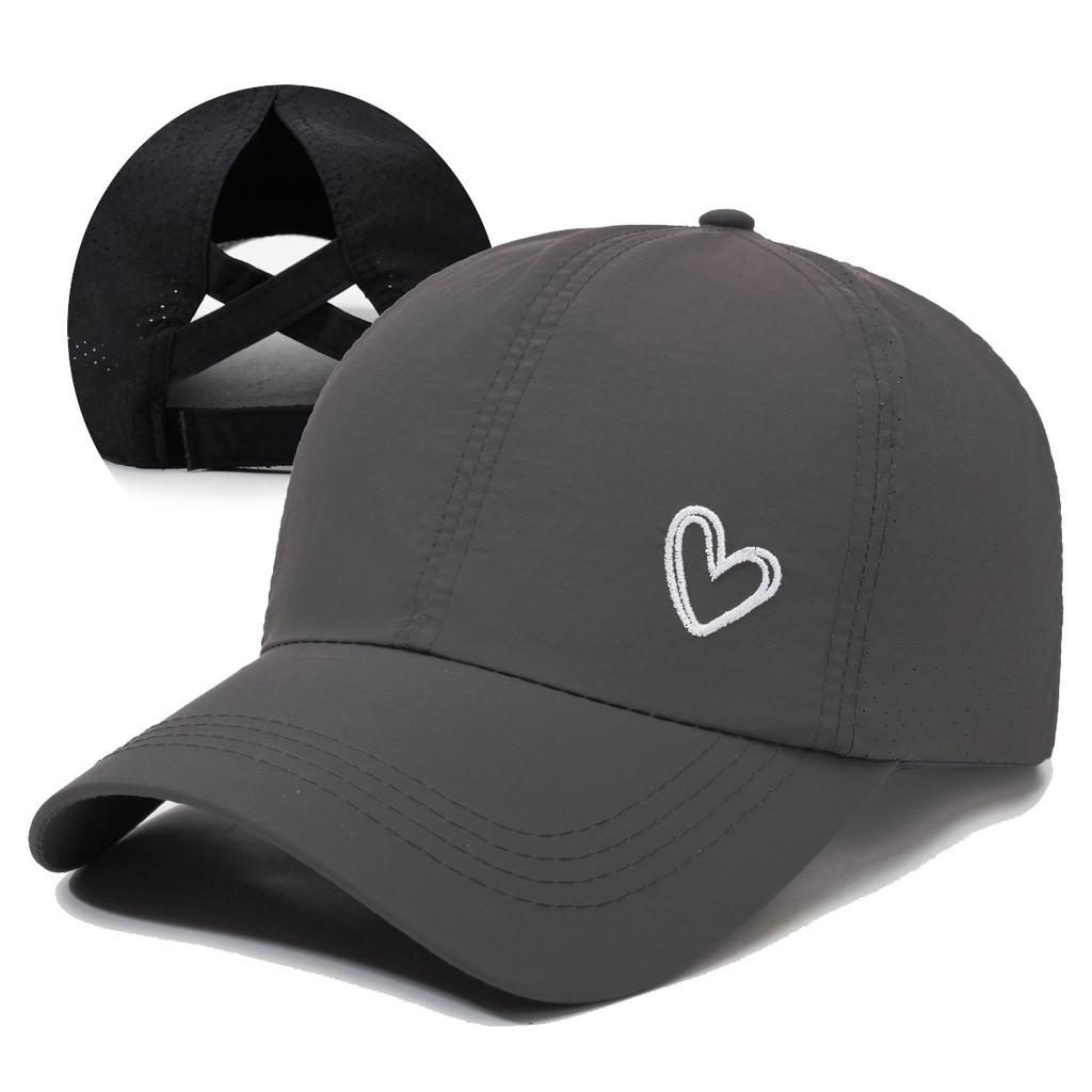 Baseball Cap Womens With Breathable And Cross Design Love Embroidery Heart