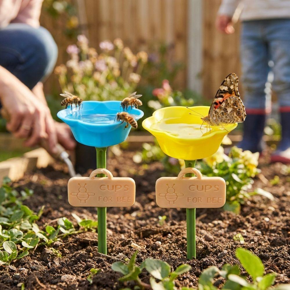 Flower Shaped Bee Watering Station Weatherproof Colorful Pollinator Feeder Rust-resistant UV Resistant Wild Bees Water Bowl