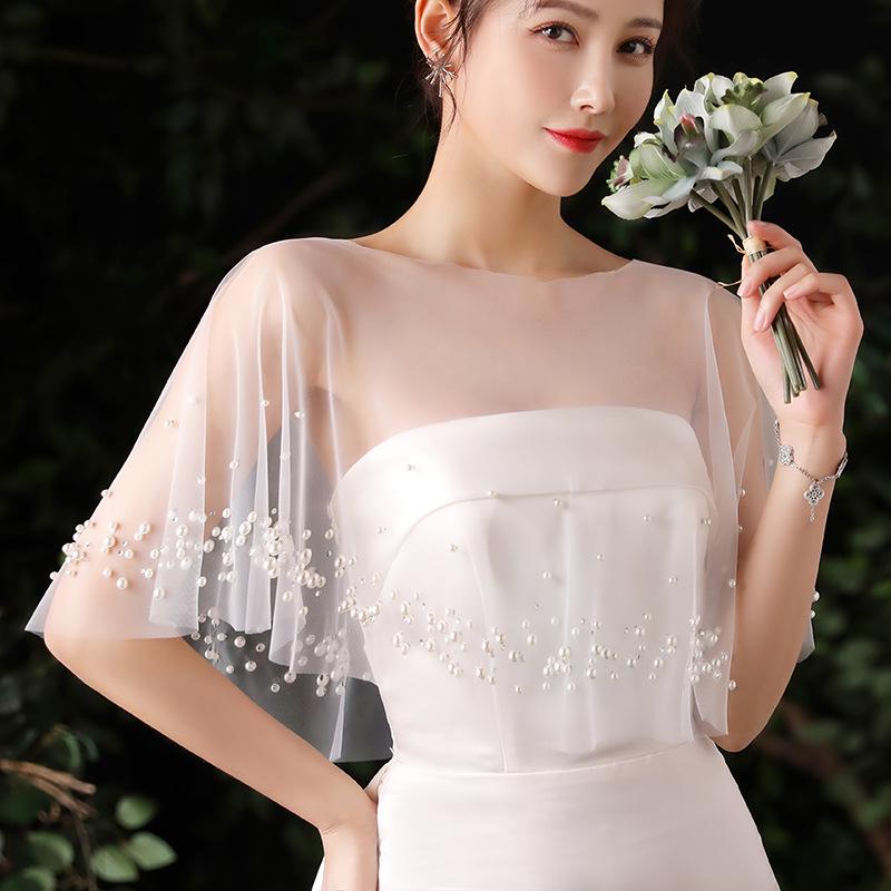 Bridal Shawl: Handmade Pearl Cape for Wedding Photos and Events