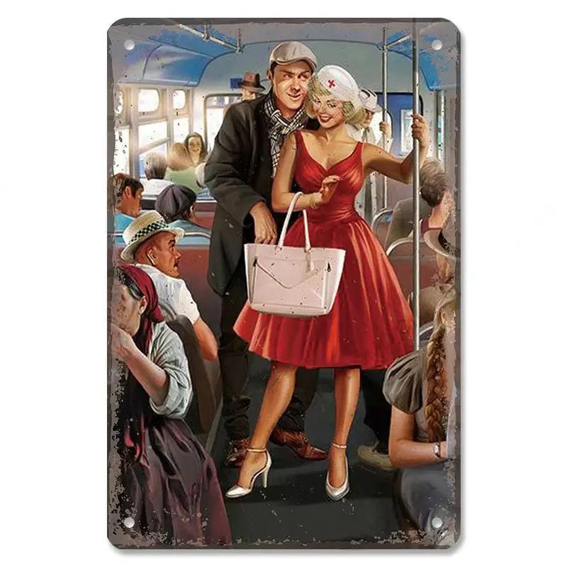 Vintage Metal Sexy Girl Pin Up Girls Plaque Tin Signs Cola Beer Airplane Metal Poster Retro for Bar Pub Club Home Wall Art Decor