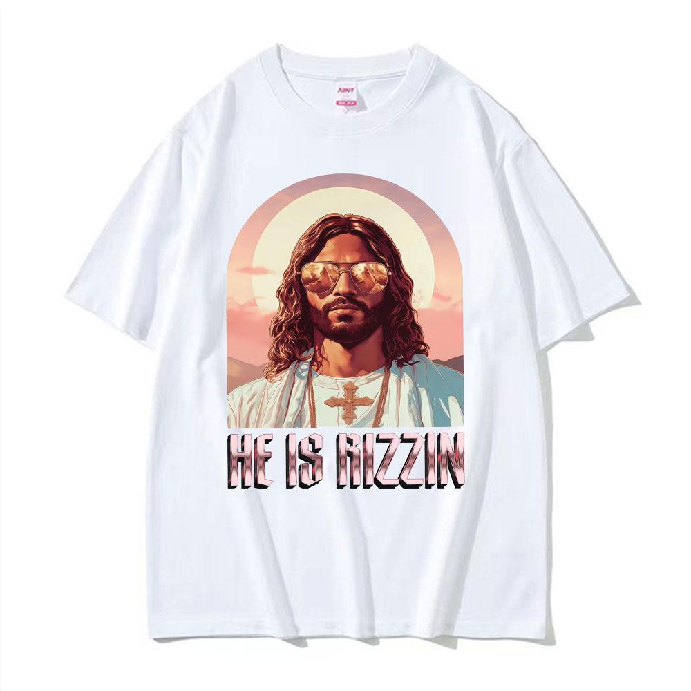 He Ls Rizzin Ježíš Rap Velikonoční Ježíš Tričko Pánské Oblečení Hip Hop Humor Styl Tričko Topy Unisex Pohodlí 100% Bavlna Trička